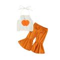 jaweiwi Toddler Baby Girl Fashion Outfit Set Knitted Pumpkin Halter Sleeveless Tank Tops with Solid Color Flared Pants Size 0 6 12 18 24 M 3 Years