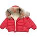 Verugu Toddler Baby Girls Boys Winter Coat Thicken Warm Jackets Baby Hooded Snow Outwear Coat Kids Winter Child Solid Color Hoodie Zipper Coats Keep Warm Jacket Red 3-4 Years