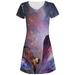 Galaxy Cat Time and Space Juniors V-Neck Beach Cover-Up Dress