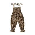 Eyicmarn Toddler Girl Sling Jumpsuit Heart/Leopard Printed Pleated Tie-Up Simple Style Overalls Casual Sweet Romper