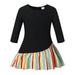 TAIAOJING Toddler Girl Dress Kids Rainbow Stripe Long Sleeves Beach Dress Princess Girl Clothes 8-9 Years