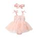 KIMI BEAR Newborn Baby Girls Dress 9 Months Newborn Girls Summer Dress 12 Months Newborn Girls Sweet Little Floral Print Mesh Sling Dress Pink