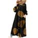 Women Cotton Linen Maxi Dresses Vintage Floral Kaftan Dress Plus Size Loose Empire Waist Muslim Ladies Prayer Dress