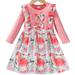 Popshion Toddler Girls Unicorn Bowknot Dress Colorblock Round Neck Casual Mid-length Fall Dress