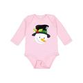 Inktastic Snowman With Hat Carrot Nose White Snowman Boys or Girls Long Sleeve Baby Bodysuit