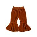 TheFound Todderl Baby Girls Velvet Bell-Bottoms Pants Long Flared Trousers Casual Elastic Waist Pants Clothes