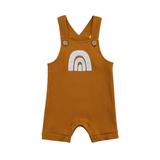 Mialoley Baby Summer Rompers Rainbow Print Ribbed Square Neck Sleeveless Jumpsuits