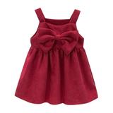 TAIAOJING Baby Girl Summer Dress Children Kids Toddler Sleeveless Bowknot Corduroy Princess Suspender Skirt Outfits Dresses 4-5 Years