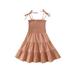 JYYYBF Kids Girl Summer Princess Dress Solid Color Sleeveless Pleated Elastic Chest Tie Up Shoulder Straps Casual Dress