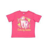 Inktastic I Love My Auntie Unicorn with Pink and Yellow Flowers Boys or Girls Toddler T-Shirt