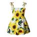 Binwwede Toddler Baby Girls Summer Dress Sleeveless Halter Floral Sundress Ruffle Strap Beachwear Midi Dress MHX