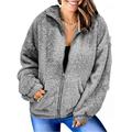 CUE AIR Women s Fleece Zip Coats Long Sleeve Winter Warm Outerwear Jacket with Pockets