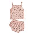 Sunisery 2Pcs Newborn Baby Girl Floral Sleeveless Cami Tops and Shorts Pants Summer Clothes Pink 0-6 Months