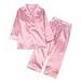 Spring Autumn Comfortable Long Sleeve Silk Pajamas Christmas Color Silk Pajamas