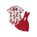 Listenwind Baby Boys Gentleman Clothes Set Casual Collared Romper and Red Suspender Shorts Outfits
