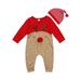 XMAS Infant Newborn Baby Boy Girls Christmas Romper Bodysuit Jumpsuit Kids Outfit Set +Hat