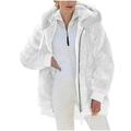 Women Plus Size Faux Fur Coats Casual Long Sleeve Hooded Warm Jacket Solid Fleece Sherpa Luxury Outwear Party