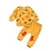 Sunisery 2Pcs Newborn Baby Boy Clothes Dinosaur Print Long Sleeve Sweatshirt Tops Pants Clothes Yellow 0-3 Months