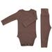 nsendm 5month Baby Baby Girls Boys Autumn Solid Cotton Long Sleeve Long Pants Romper Sleepers Baby Boy Coffee 18-24 Months