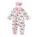 Kucnuzki Infant Girl Clothes 9 Months Infant Girl Fall-Winter Bodysuit 12 Months Infant Girl Long Sleeve Lotus Leaf Layer Heart Prints Bodysuit Headband 2PCS Set Pink