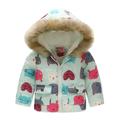 TAIAOJING Coat For Toddler Baby Boys Girls Kids Winter Jacket Hooded Prints Outwear Zipper Windproof Warm Thick Jacket Hoodies Coat 3-4 Years