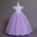 Zpanxa Toddler Girls Princess Dress Little Girls Party Wedding Formal Dresses Evening Puff Sleeve Sequin Dress Kids Pageant Flower Girl Dress Birthday Gifts for Girls Purple (9-10 Years)