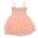 Toddler Girl Dress Pink Princess Dress Spaghetti Strap Ruffled Bubble Party Tulle Tutu Wedding Dress
