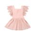 Baby Girl Summer Sleeveless Dress Flare Sleeve Lace Patchwork V Back Sundress