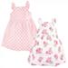 Hudson Baby Infant and Toddler Girl Sleeveless Cotton Dresses 2pk Soft Pink Roses 0-3 Months