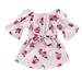 TAIAOJING Baby Romper Children Kids Toddler Girls Short Ruffled Sleeve Floral Striped Bowknot Jumpsuit Outfit Clothes Onesie Outfit 2-3 Years
