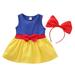 One opening Baby Girl Summer Outfits Sleeveless Round Neck Color Block Dress + Bow Headband 2Pcs Clothes Set