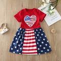 ZMHEGW Toddler Kids Girls Clothes Summer Independence Day Stars Stripes Glitter Sequin Dress Casual Ruffle 4Th Of July Dresses Outfits Casual Fashion Clothing