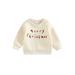 Canrulo Toddler Baby Girl Boy Christmas Casual Sweatshirt Long Sleeve Pullover Tops Sweater Shirt Fall Winter Clothes Beige 9-12 Months