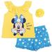 Disney Minnie Mouse Toddler Girls Tank Top French Terry Shorts and Scrunchie 3 Piece Outfit Set Yellow Daisies 5T