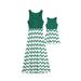 Family Matching Mother Girls Summer Dress Outfit Boho Wave Stripe Printed Sleeveless Maxi Dress