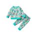 Bebiullo Toddler Infant Baby Girl Floral Clothes Sets Sweatshirt Top Pants Sweatpants Fall Casual Cotton Outfits Lake blue for 6Months-4Years