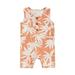 StylesILove Infant Baby Boys Girls Leaf Print Sleeveless Cotton Romper Unisex Toddler Tropical Jumpsuit Casual Summer Outfit (12 Months Peach)