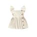 JYYYBF Infant Baby Girls Casual Princess Dress Solid Color Square Collar Ruffle Sleeveless One-piece Dress