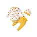 IZhansean 3Pcs Newborn Infant Baby Girl Boy Clothes Sun Print Romper Pants Hat Autumn Spring Outfits White 0-6 Months