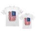 Father & Child Matching Set - Vintage USA Flag 4th of July Patriotic Shirts - Celebrate Independence Day in Style - Dad White Medium / Toddler White 4T
