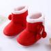 Lovebay Infant Boots Winter Baby Girl Shoes Soft Sole Anti-Slip Toddler Snow Warm Prewalker Newborn Slippers Red 6-12 Months