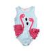 Newborn Kids Baby Girl Pink Floral Tassel One Piece Striped Bikini Beach Wear Swimsuit Top Vest Shorts Hat Outfits Set