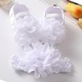 Baby Infant Girls Soft Sole Floral Princess Mary Jane Shoes Prewalker Wedding Dress Shoes with Headband 0-18M