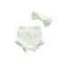 Canrulo Infant Baby Girls Bloomers Diaper Cover High Waist Elastic Ruffle Shorts Solid Color Underwear Headbands Set White 0-3 Months