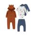 Little Star Organic Baby Boy 4 Pc Mix & Match Hooded Romper Bundle Gift Set Size Newborn - 24 Months