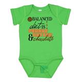 Inktastic A Balanced Diet is Peanut Butter and Chocolate Boys or Girls Baby Bodysuit