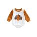 Sunisery Toddler Baby Boys Girls Thanksgiving Day Romper Patchwork Turkey Print Long Sleeve Overalls Jumpsuit
