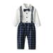 Toddler Gentleman Suit Baby Boy Clothes Sets Bowtie Long Sleeve Shirts and Suspenders Pants Sets 4 Pcs Dressy Outfit 12 Months-7 Years