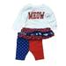 Truly Scrumptious Infant Girls Set Patriot Meow Ruffle Shirt & Stretch Pants 6m