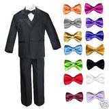 6pc 13 Color Boy Black Formal Wedding Party Suits Tuxedo Set + Bow Tie All Sizes